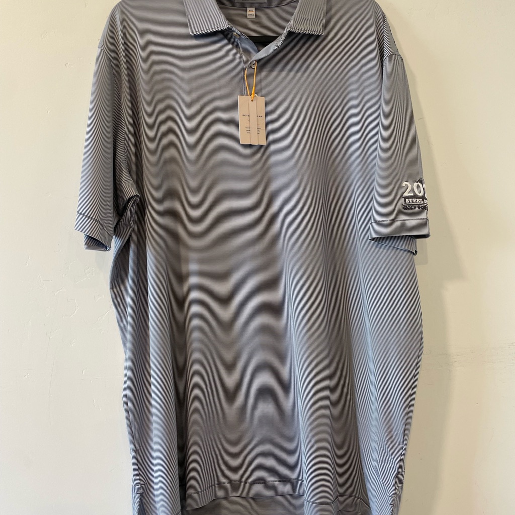 New Peter Millar Summer Comfort Polo Mens 2xl Iron Striped Logo